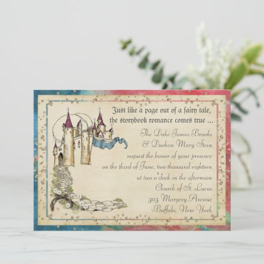 Prinses Sprookje Uitnodigingen (Staand voorkant)