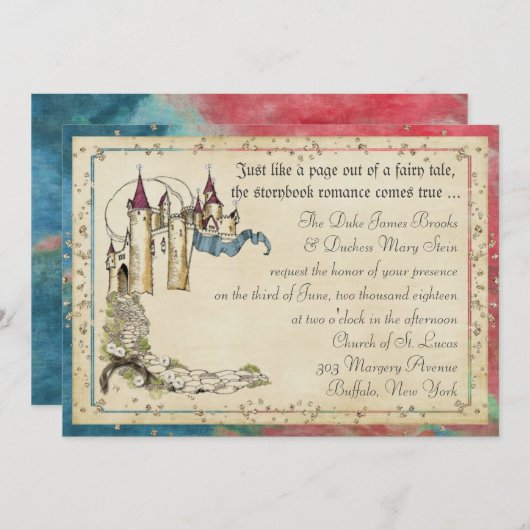 Prinses Sprookje Uitnodigingen (Voorkant / Achterkant)