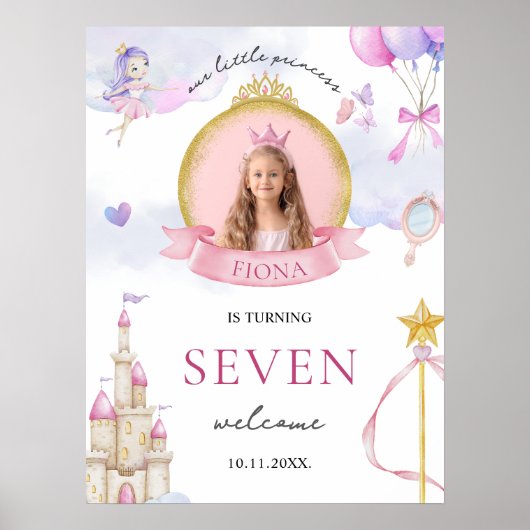 Prinses Sprookjesmeisje foto Verjaardag Welkom Poster (Voorkant)