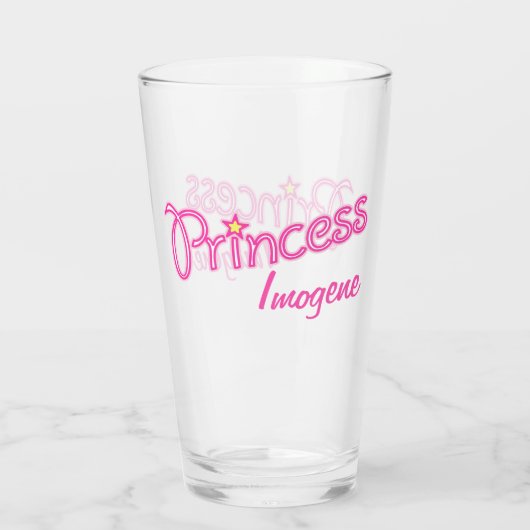 Prinses ster aangepaste naam roze grafiek glas (Achterkant)
