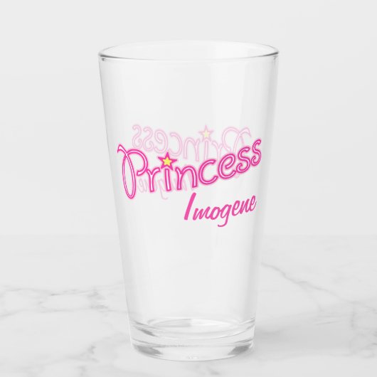 Prinses ster aangepaste naam roze grafiek glas (Voorkant)