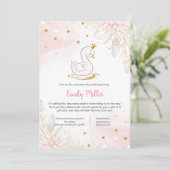 Prinses swan baby shower per brief kaart (Staand voorkant)