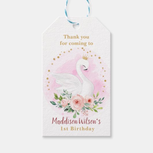 Prinses Swan Verjaardag / Baby shower Cadeau Label Cadeaulabel (Voorkant)