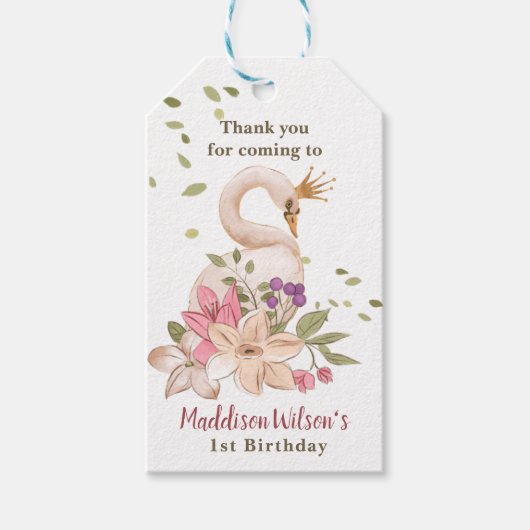 Prinses Swan Verjaardag / Baby shower Cadeau Label Cadeaulabel (Voorkant)