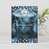 Prinses Sweet 16 Bling Party uitnodiging (Staand voorkant)