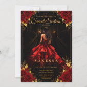 Prinses Sweet 16 Rood Goud Kaart (Voorkant)