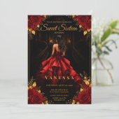 Prinses Sweet 16 Rood Goud Kaart (Staand voorkant)