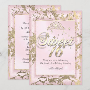 Prinses Sweet 16 sepia Goud Roze Feestje Kaart
