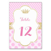 Prinses tafel nummer kaart baby shower roze goud (Voorkant)