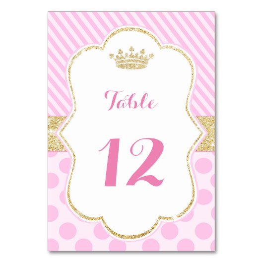 Prinses tafel nummer kaart baby shower roze goud (Voorkant)
