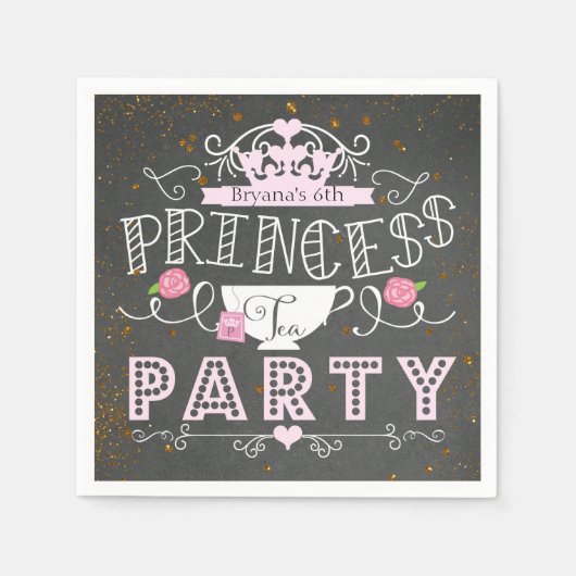 PRINSES TEA PARTY Krijtbordfeest Servet (Voorkant)