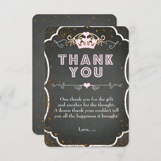 PRINSES TEA PARTY Verjaardagsfeest Glitter Bedankt (Voorkant / Achterkant)