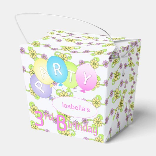 Prinses Teddy Bear 3e verjaardag Party Custom Bedankdoosjes (Achterkant)