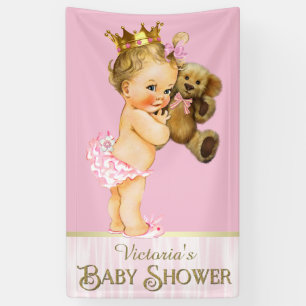 Prinses Teddy Beer Baby Shower Spandoek