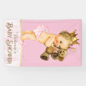 Prinses Teddybeer Babyshower Spandoek (Horizontaal)