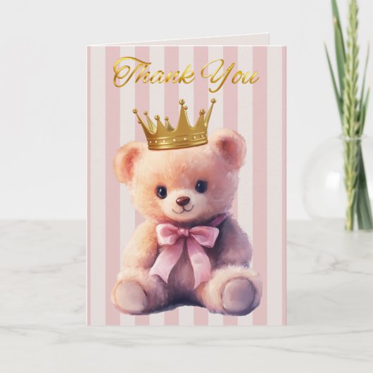 Prinses Teddybeer Bedankkaart (Voorkant)