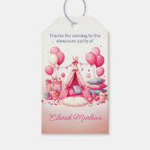 Prinses Teepee & Kussens Slumber Verjaardagsfeest Cadeaulabel (Voorkant)
