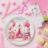 Prinses Teepee & Kussens Slumber Verjaardagsfeest Papieren Bordje (Feest)