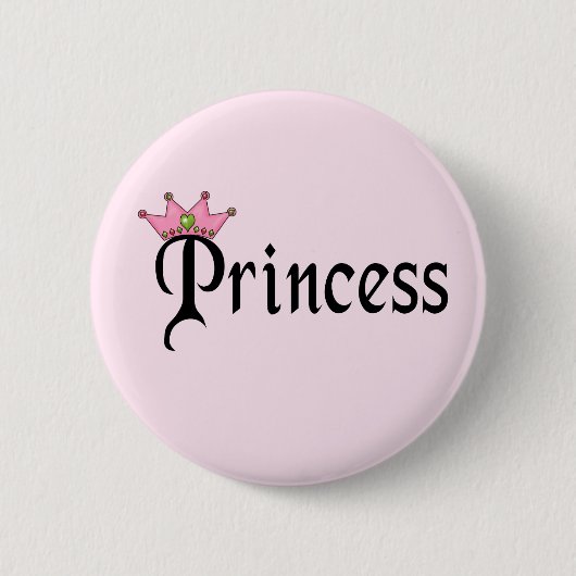 Prinses Tekst met kroon Ronde Button 5,7 Cm (Voorkant)