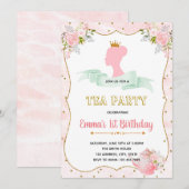 Prinses thee verjaardagsfeestje uitnodiging (Voorkant / Achterkant)