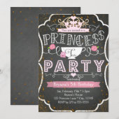 PRINSES THEEPARTY Verjaardag Glitter Uitnodigingen (Voorkant / Achterkant)