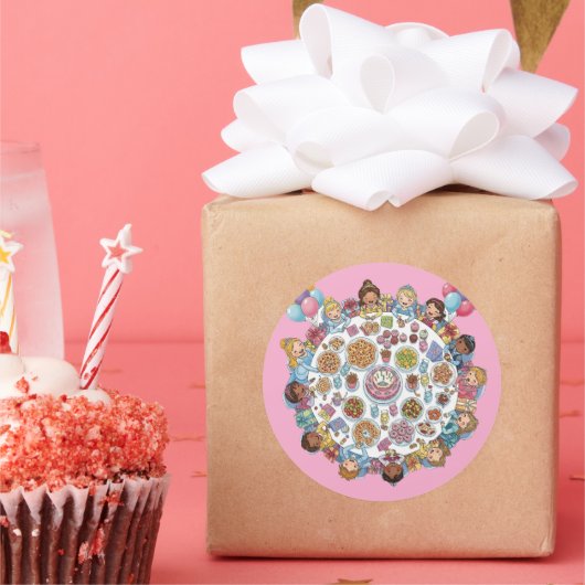 Prinses thema kostuumfeest ronde sticker (Feest)