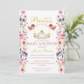 Prinses-Thema Vogels en Tiara Baby shower Kaart (Staand voorkant)