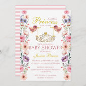 Prinses-Thema Vogels en Tiara Baby shower Kaart (Voorkant / Achterkant)