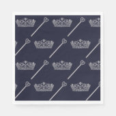Prinses Tiara 15 Scepter Donkerblauw Quinceanera Servet (Voorkant)