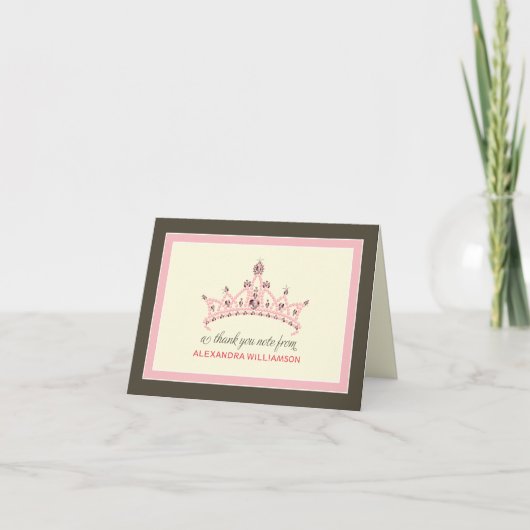 Prinses Tiara Bedankkaart (roze) (Voorkant)