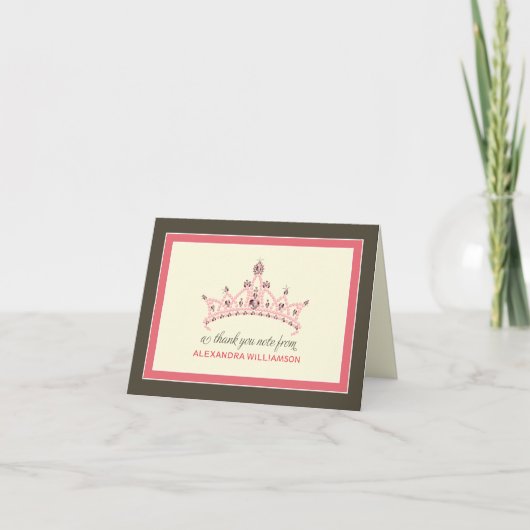 Prinses Tiara Bedankkaart (roze) (Voorkant)