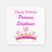 Prinses Tiara Crown Pink Happy Birthday Girly Servetten (Voorkant)