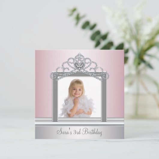 Prinses Tiara Foto Prinses Verjaardagsfeest Kaart (Staand voorkant)
