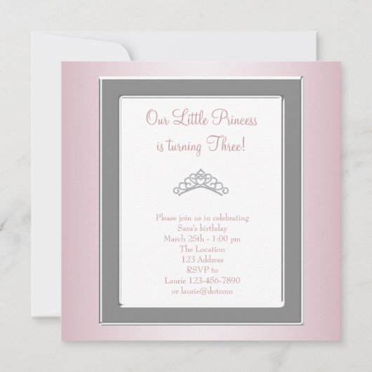 Prinses Tiara Foto Prinses Verjaardagsfeest Kaart (Achterkant)