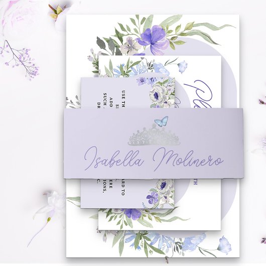 Prinses Tiara licht Paarse en zilver Uitnodigingen Wikkel