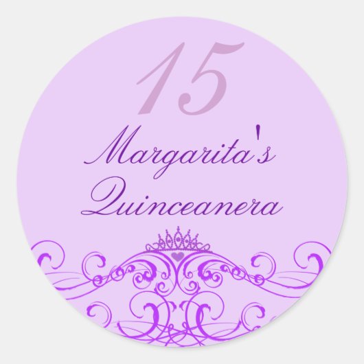 Prinses Tiara Paarse Quinceanera Sticker (Voorkant)