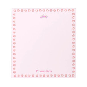Prinses Tiara & Roze Bloemen op Eenvoudig Notitieblok