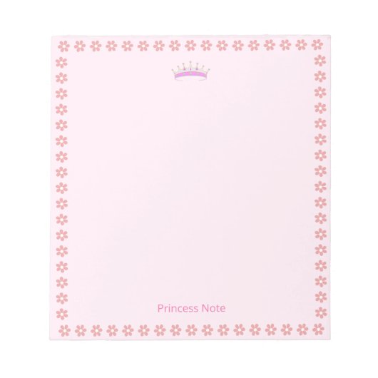 Prinses Tiara & Roze Bloemen op Simple Notitieblok (Voorkant)