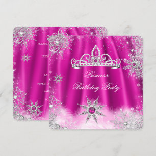 Prinses Tiara Roze Sneeuwvlok Verjaardagsfeestje Kaart