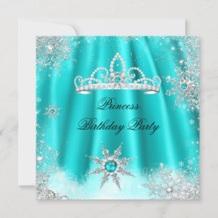 Prinses Tiara Turkoois Sneeuwvlok Verjaardagsfeest Kaart