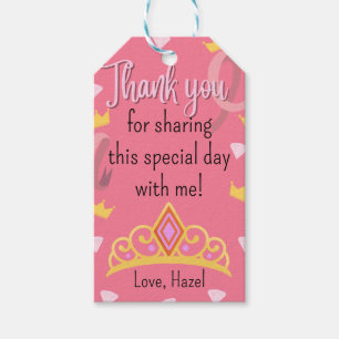 Prinses tiara verjaardagsfeestje gunst cadeau labe cadeaulabel