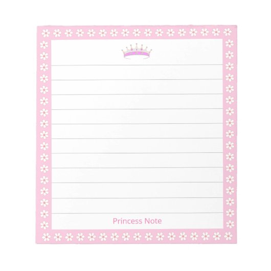 Prinses Tiara & Witte Bloemen op Lined Notitieblok (Voorkant)