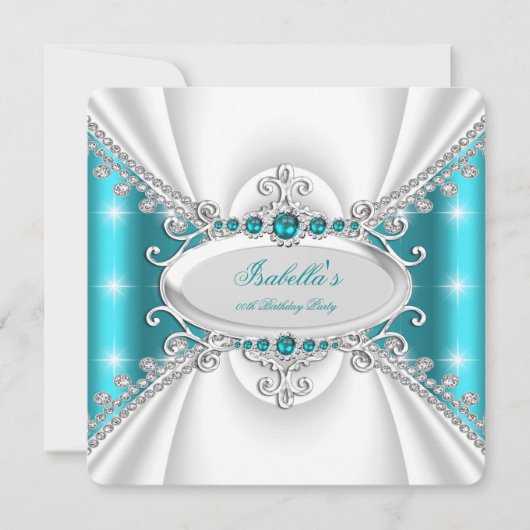 Prinses Turkoois Parelmoer Glitters Verjaardagsfee Kaart (Voorkant)
