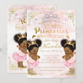 Prinses Tutu Kroon Etnische Tweeling Meisjes Baby  Kaart