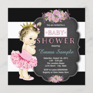 Prinses Tutu Meisjes Schoolbord Baby Shower Kaart