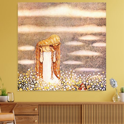 “Prinses Tuvstarr” John Bauer Aquarel Canvas Afdruk (Insitu (Woonkamer))