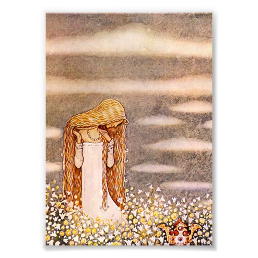 “Prinses Tuvstarr” John Bauer Aquarel Foto Afdruk (Voorkant)