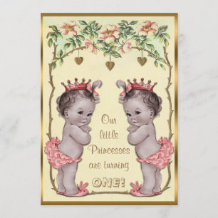  prinses Twins Birthday Rozen & Hearts Kaart