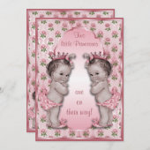  prinses Twins en Roses Baby shower Kaart (Voorkant / Achterkant)