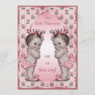 prinses Twins en Roses Baby shower Kaart